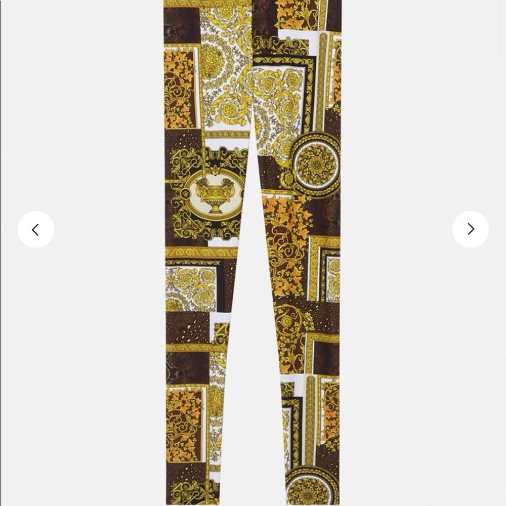 Versace white Barocco patchwork print leggings